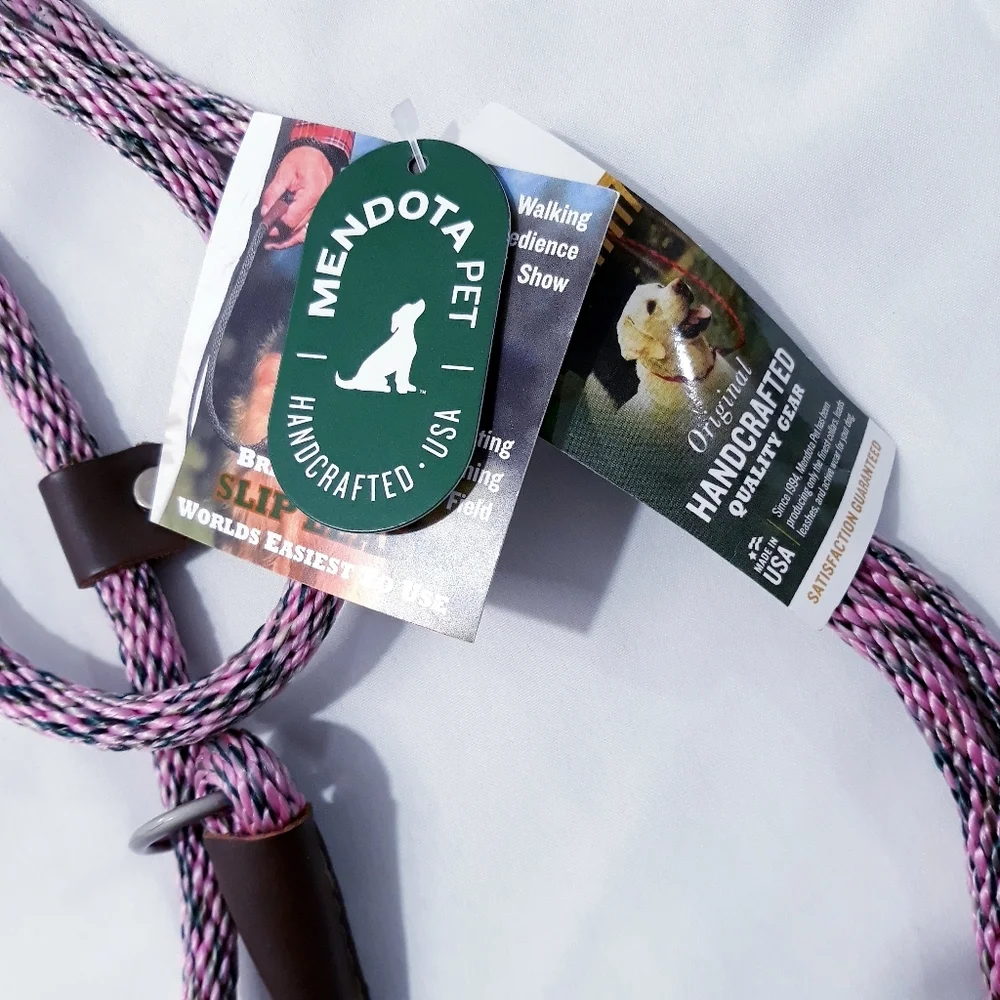 Mendota Pet Pink and Gray Rope Dog Leash Large New with Tag